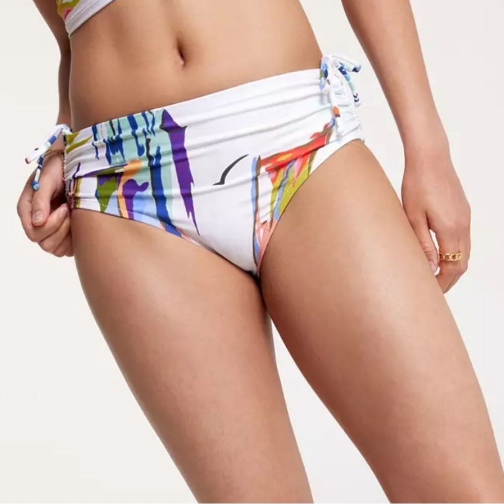 NWT CALIA Women's Mid Rise Ruched Side Tropical Swim Bottoms 1X